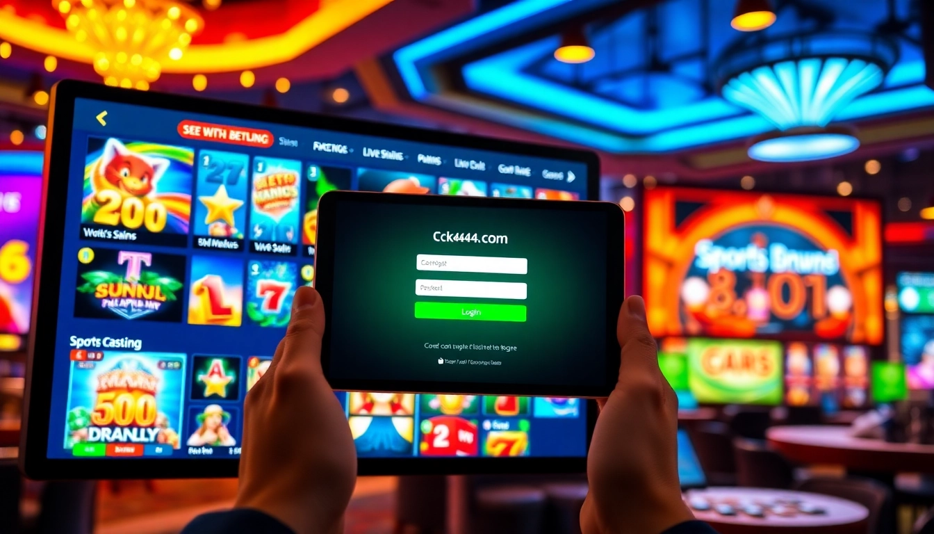 Engaging CK4444 login screen on desktop with vibrant visuals highlighting ck4444 com login for secure access to top online games and betting options.