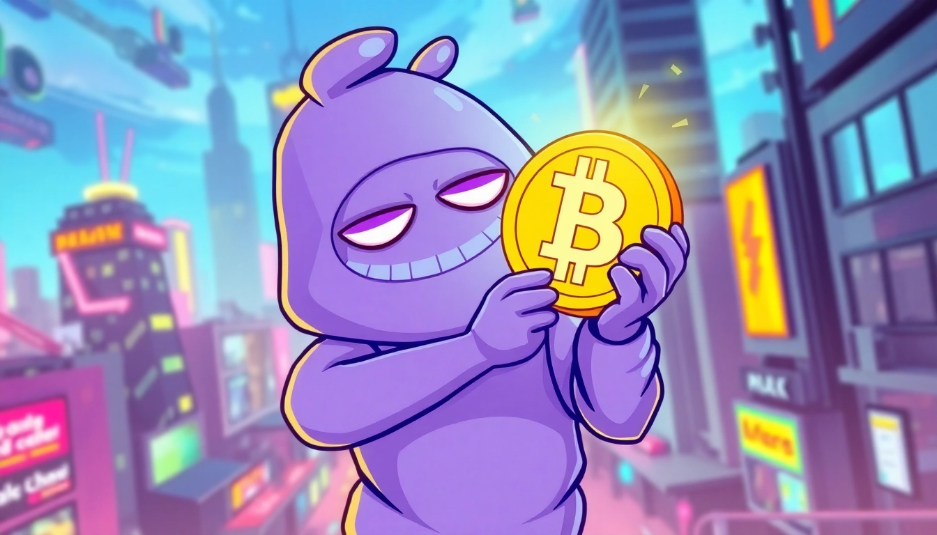 Pepe Meme Coin illustration showing Pepe character with crypto coin in a lively digital environment
